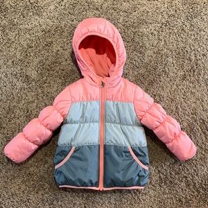 OshKosh B’gosh Toddler Girls Puffer Coat - size 3T in pink/gray